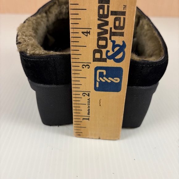 Blondo Black Suede Shearling-Lined Wedge Clogs | Cozy Winter Slip-On - Picture 7 of 7